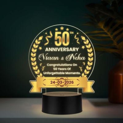 Personalized design for the golden anniversary couple Warm LED glow adds elegance and charm to any room Give a gift that shines as bright as their 50-year journey together—a golden celebration in every glow